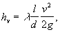 Значення hv по довжині труби при напірному русі обчислюється за формулою Дарсі