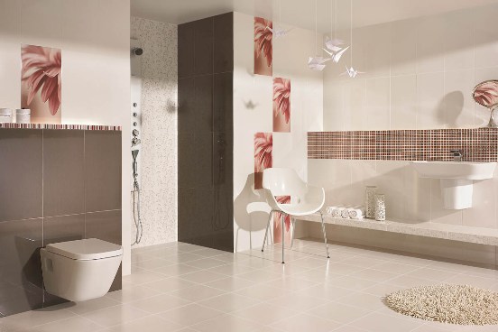 Завдяки різним дизайнерським елементам - бордюрах і оригінальним малюнкам, можна створити у ванній кімнаті неповторний інтер'єр